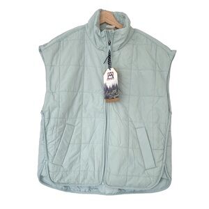 OUTDOOR SUPPLY COMPANY MINT/AQUA PUFFER VEST WITH STAND COLLAR/FRONT ZIPPER, S